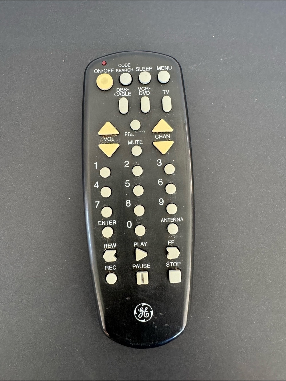 GE Black Universal Remote with Cream Buttons